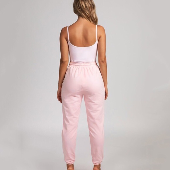 Pink draw string jogger sweat pants - Picture 2 of 4